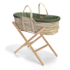 Clair De Lune Organic Palm Moses Basket with Folding Stand - Forest Green