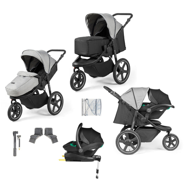 Ickle Bubba Venus Prime Jogger I-Size Travel System with Newborn Cocoon & Isofix Base - Space Grey/Black