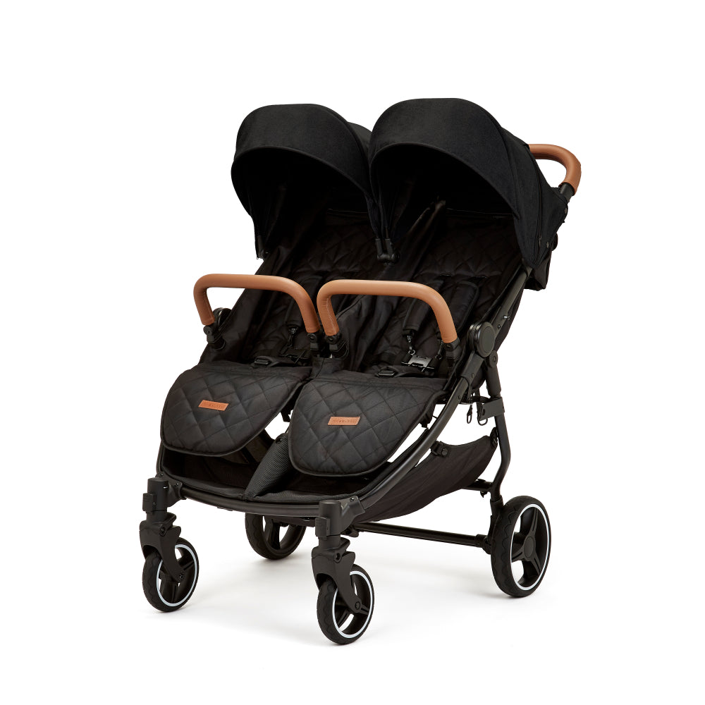 Ickle Bubba Venus Max Double Stroller- Black Tan