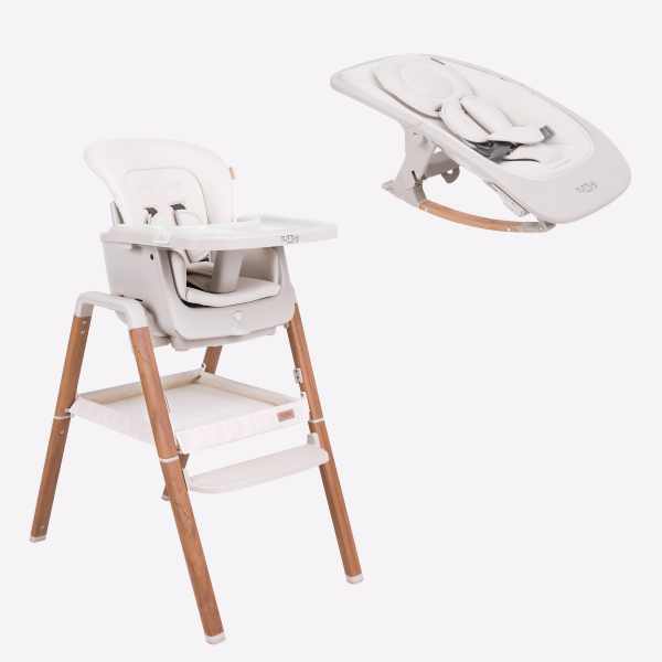 Tutti Bamabini Nova Evolutionary Highchair Bundle - Scsndinavian Walnut & Ecru