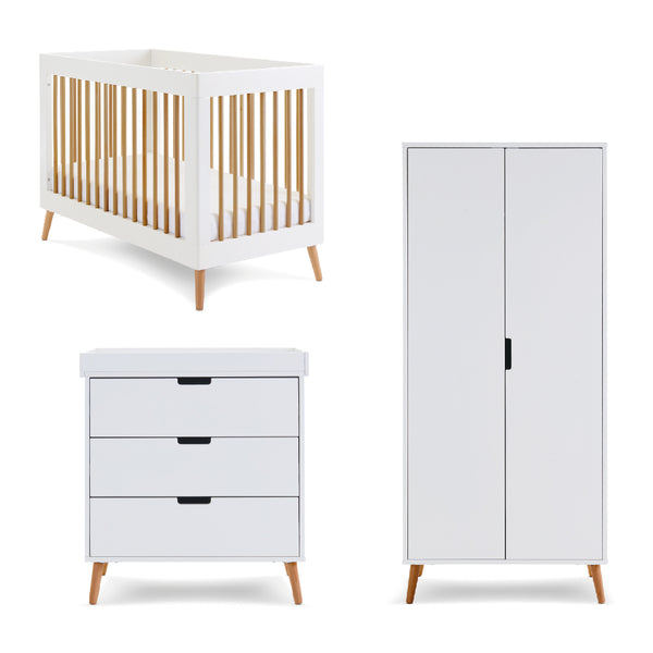 Obaby Maya Mini 3 Piece Room Set - White With Natural