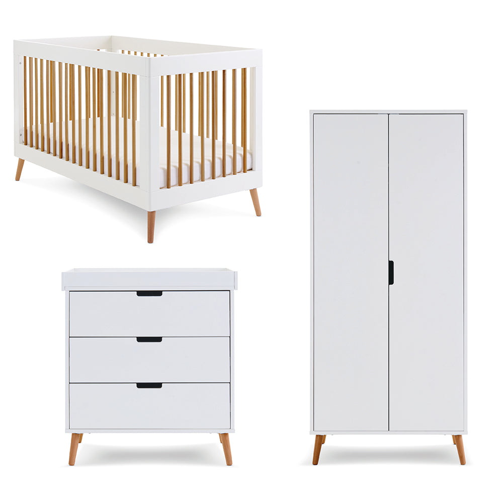 Obaby Maya 3 Piece Room Set-White With Natural