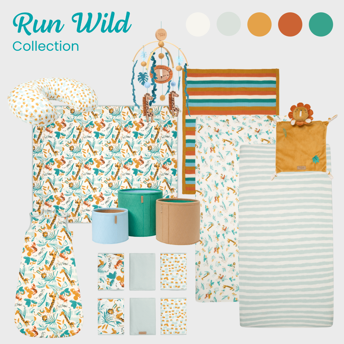 Tutti Bambini Felt Nursery Storage Basket 3pk - Run Wild