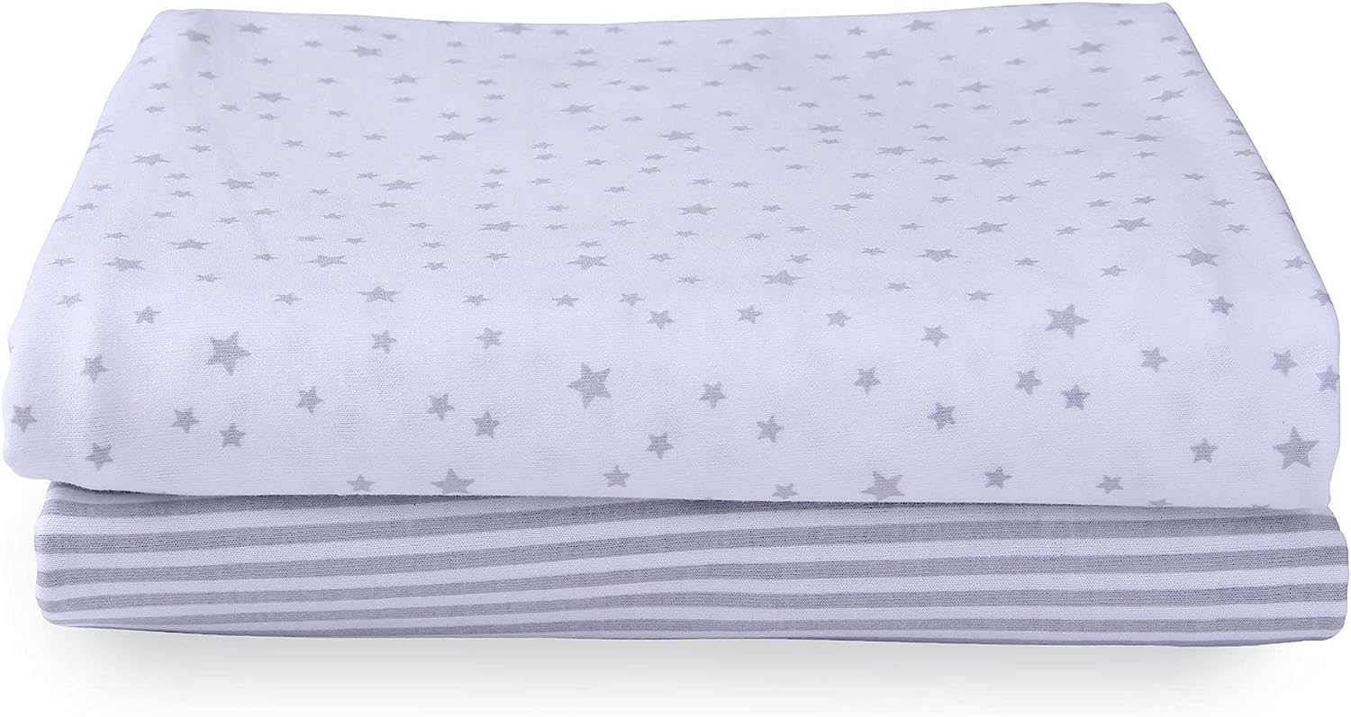 Clair de Lune Stars & Stripes 2 Pack Fitted Cot Bed Sheets