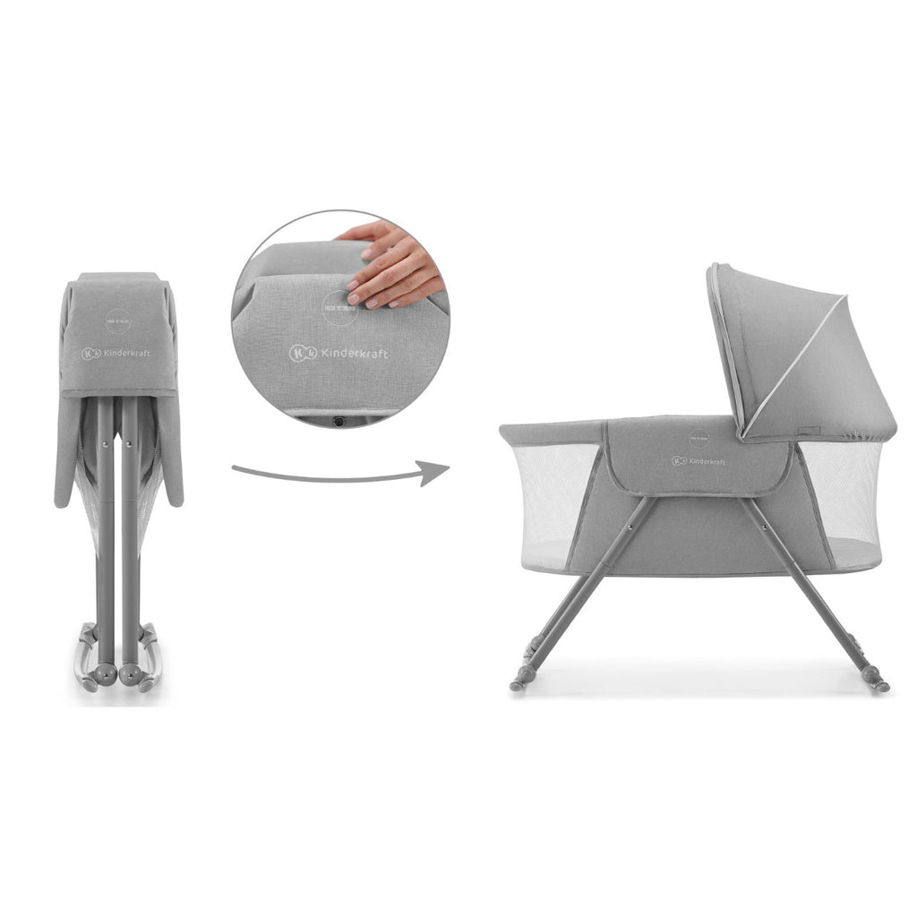 Kinderkraft Lovi 3 in 1 Baby Crib Grey