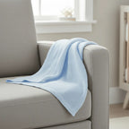 Clair de Lune Soft Cotton Cellular Pram Blanket -  Blue
