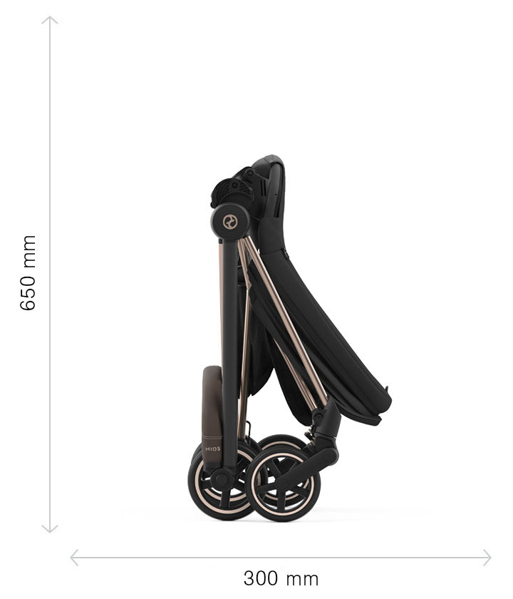 Ex-Display Cybex Mios Travel Bundle - Sepia Black (Rose Gold Frame)