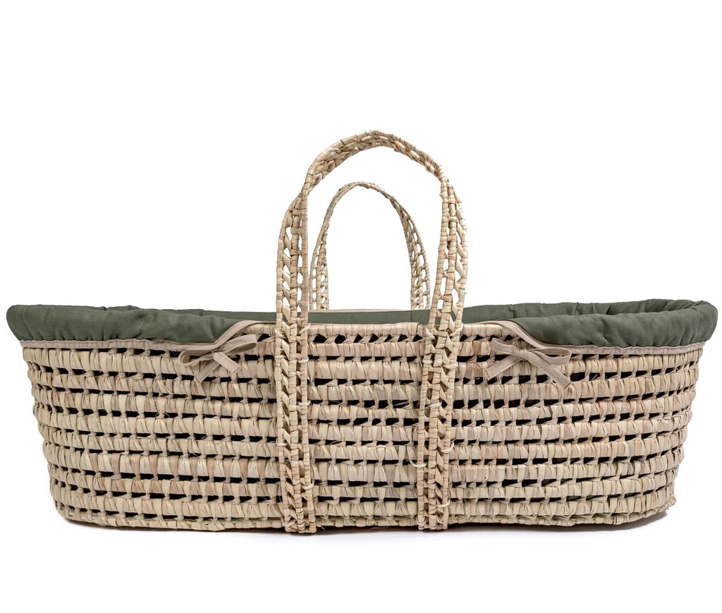 Clair De Lune Organic Palm Moses Basket - Forest Green