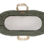 Clair De Lune Organic Palm Moses Basket with Folding Stand - Forest Green