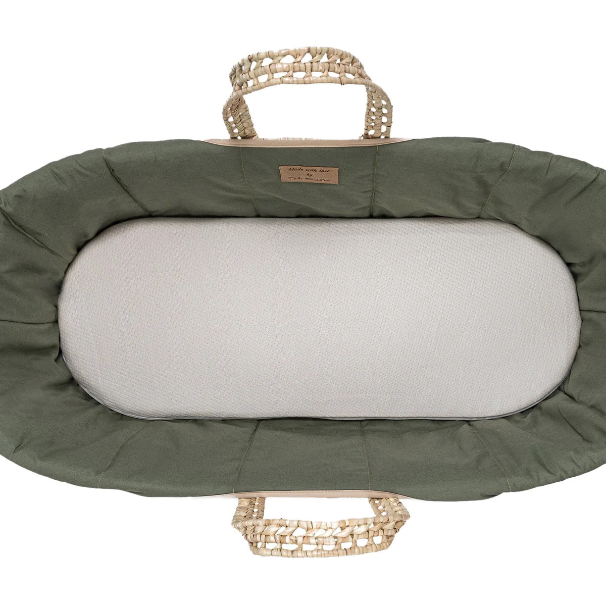 Clair De Lune Organic Palm Moses Basket with Folding Stand - Forest Green