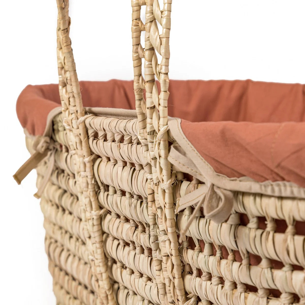 Clair De Lune Organic Palm Moses Basket with Folding Stand - Rust Orange
