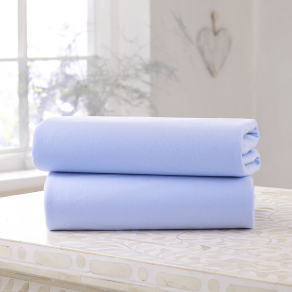 Clair de Lune 2 Pack Fitted Cotton Cot Bed Sheets - Blue