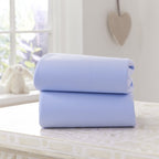 Clair de Lune 2 Pack Fitted Cotton Moses Basket Sheets - 74 x 30cm - Blue