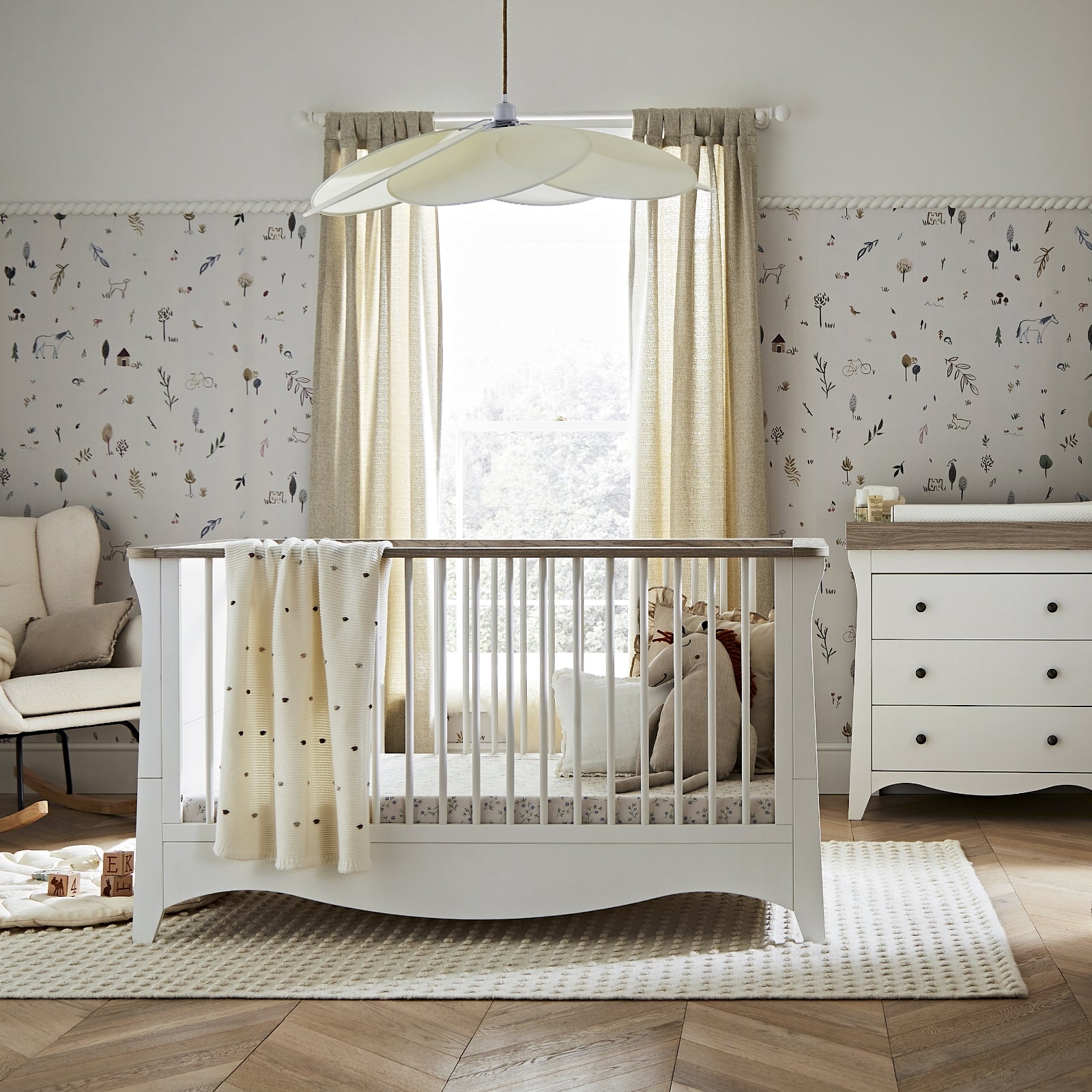 Cuddleco Clara 2 Piece Nursery Furniture Set - White & Ash