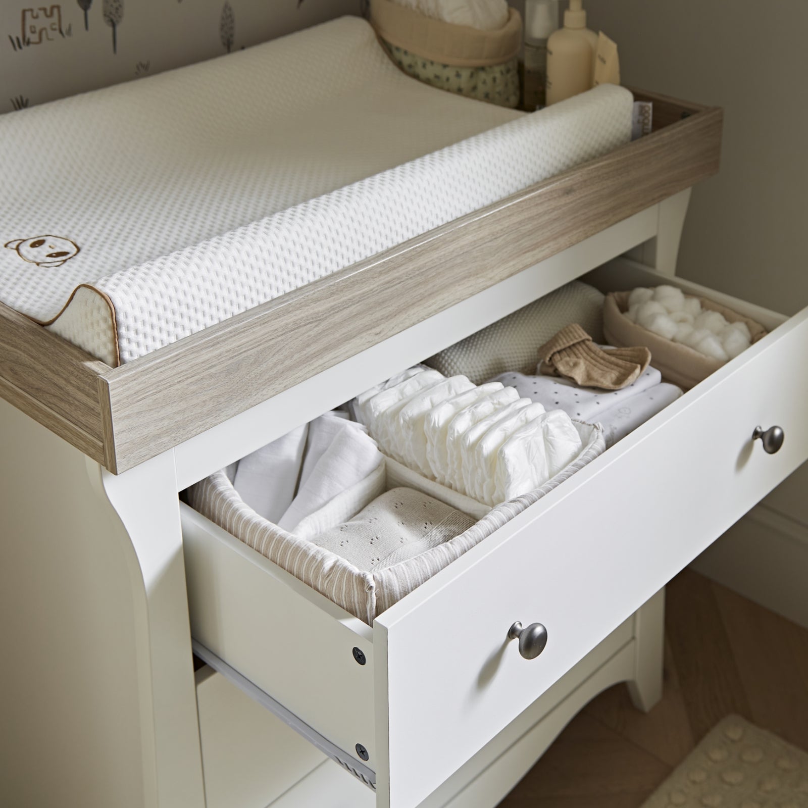 Cuddleco Clara 2 Piece Nursery Furniture Set - White & Ash