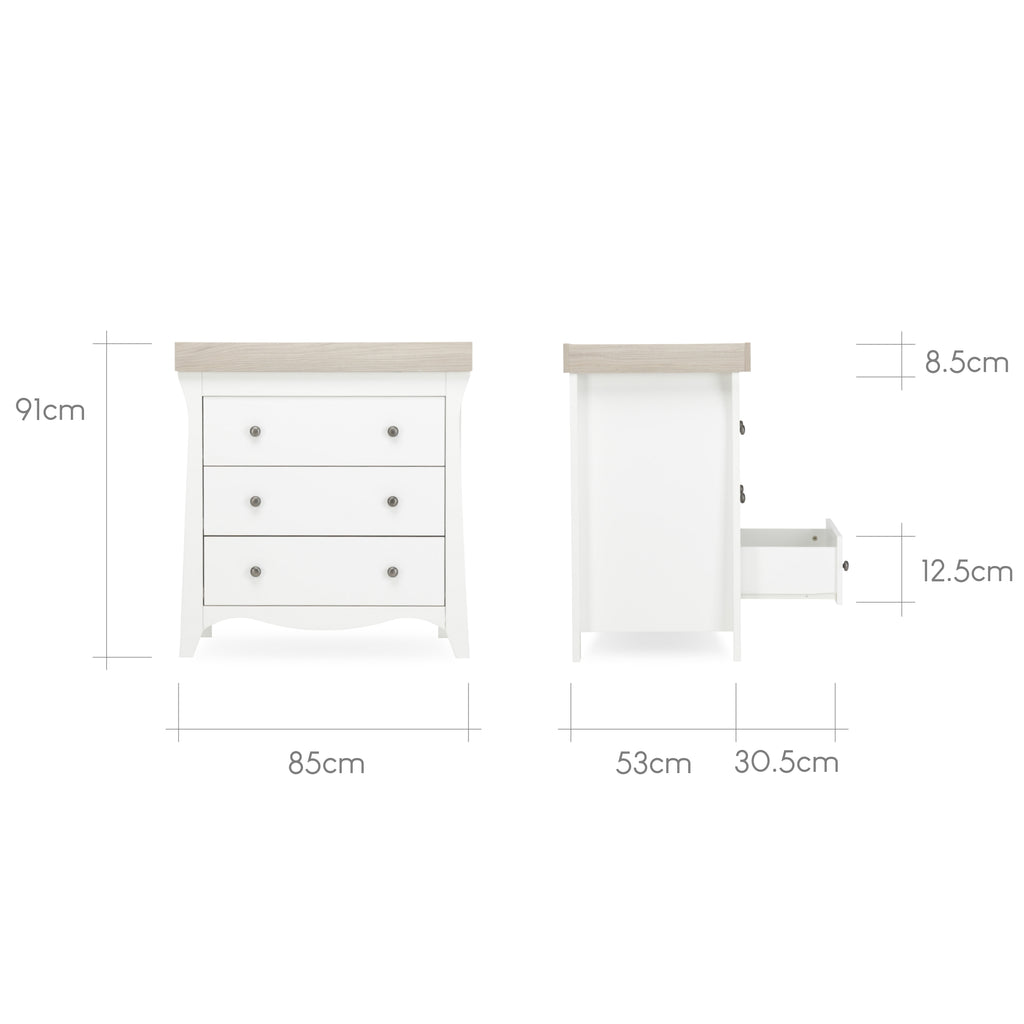 Cuddleco Clara 2 Piece Nursery Furniture Set - White & Ash