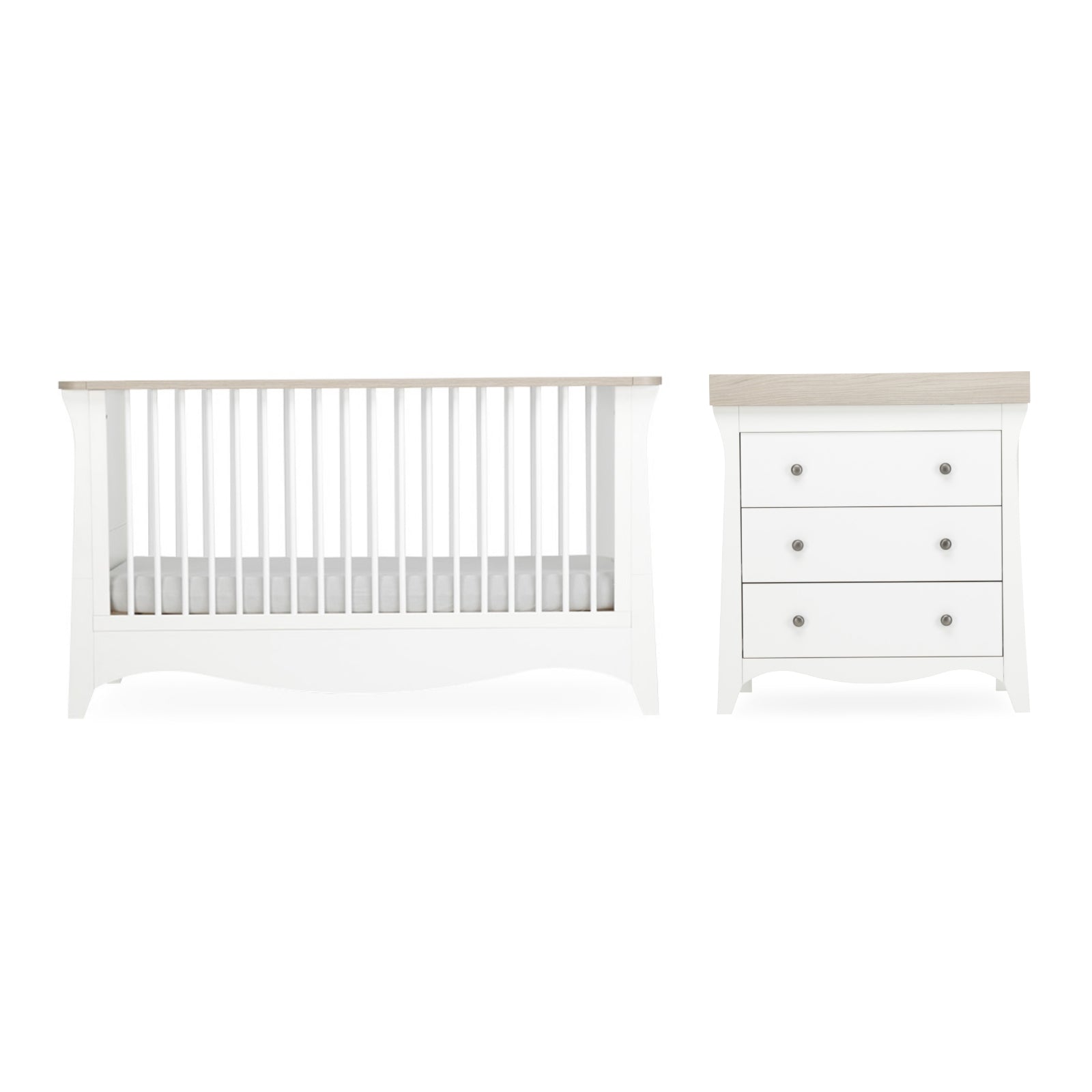 Cuddleco Clara 2 Piece Nursery Furniture Set - White & Ash