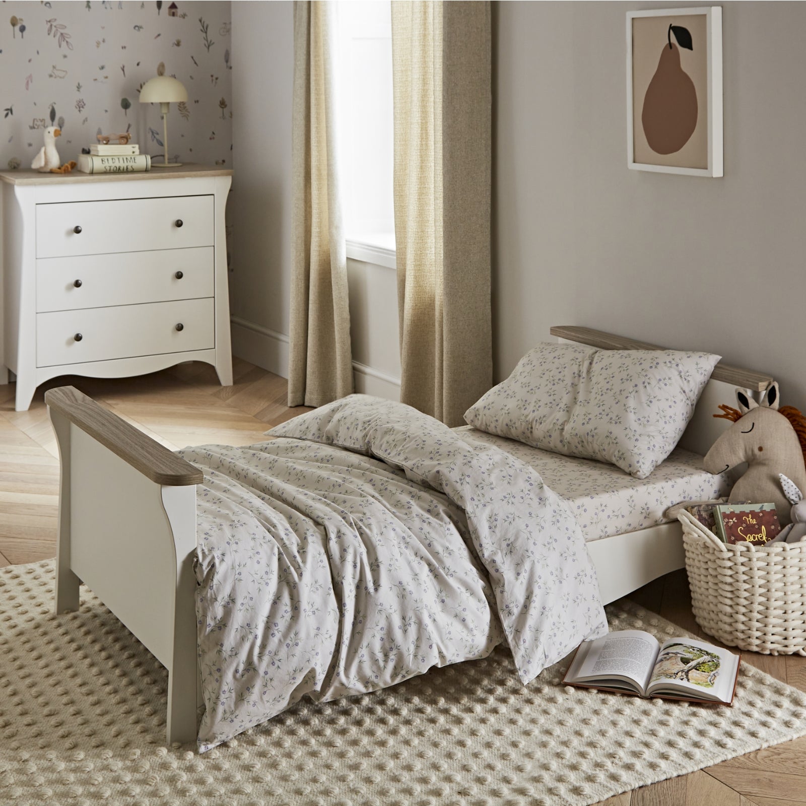 Cuddleco Clara 2 Piece Nursery Furniture Set - White & Ash