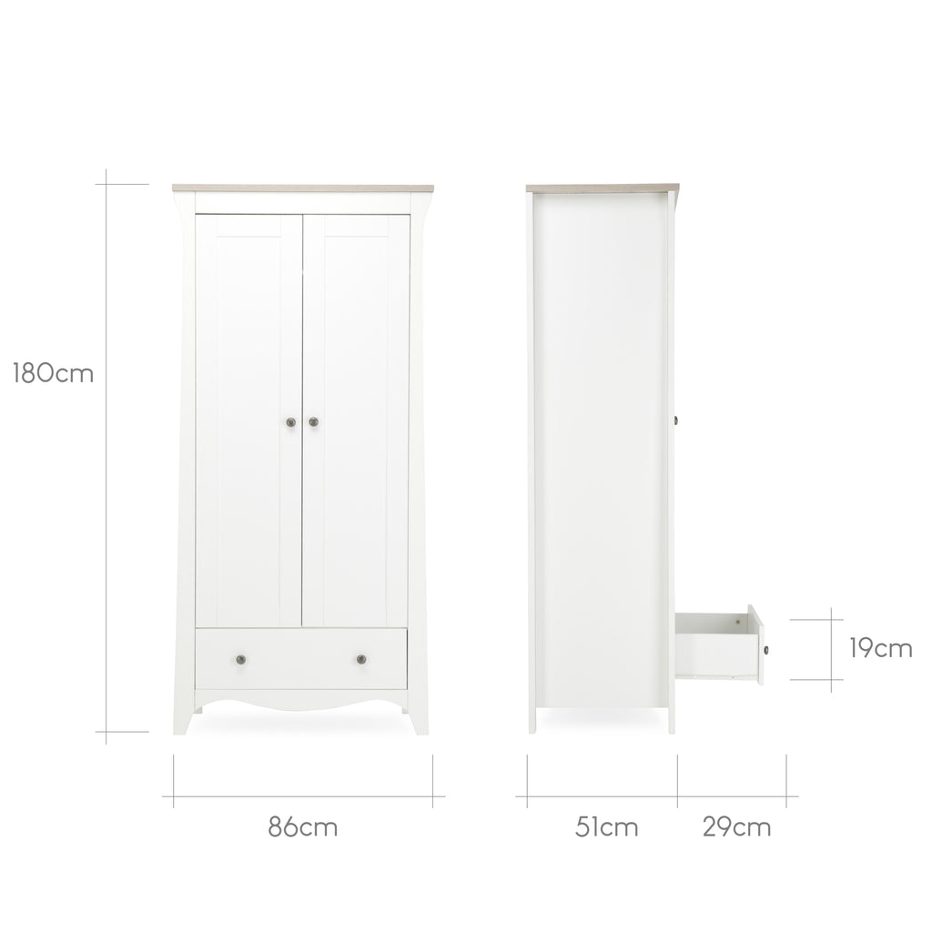 Cuddleco Clara 3 Piece Nursery Furniture Set - White & Ash