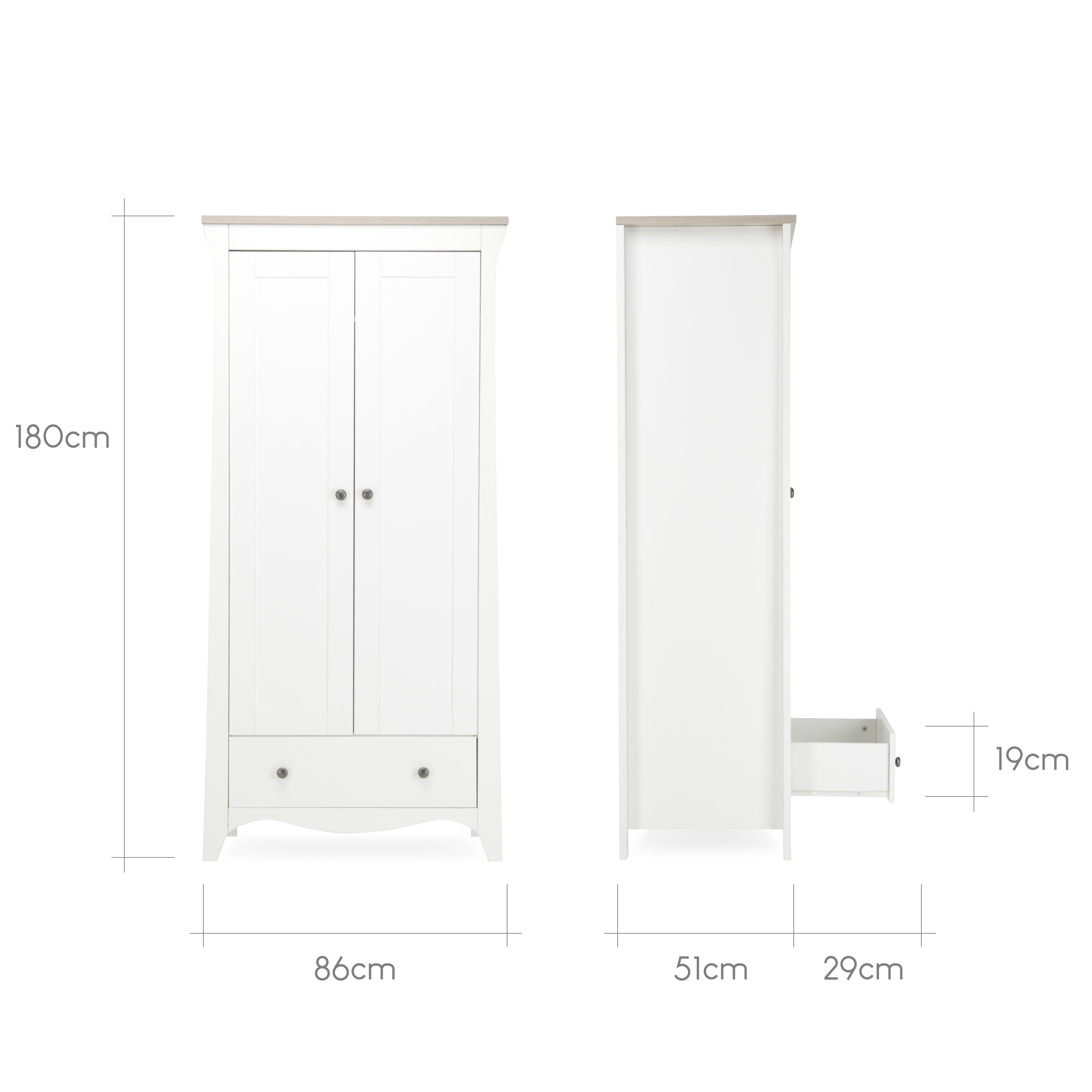Cuddleco Clara 3 Piece Nursery Furniture Set - White & Ash