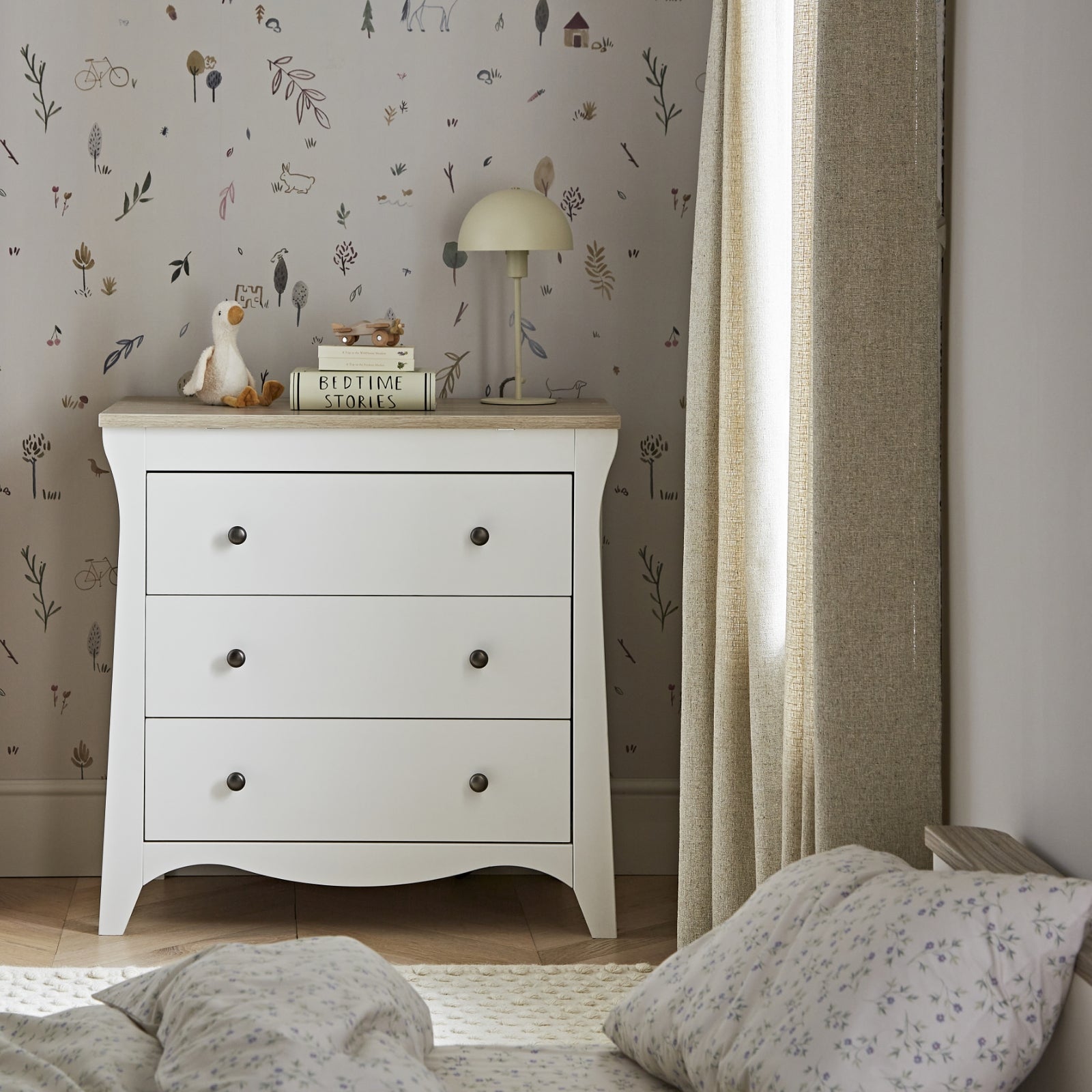 Cuddleco Clara 3 Piece Nursery Furniture Set - White & Ash