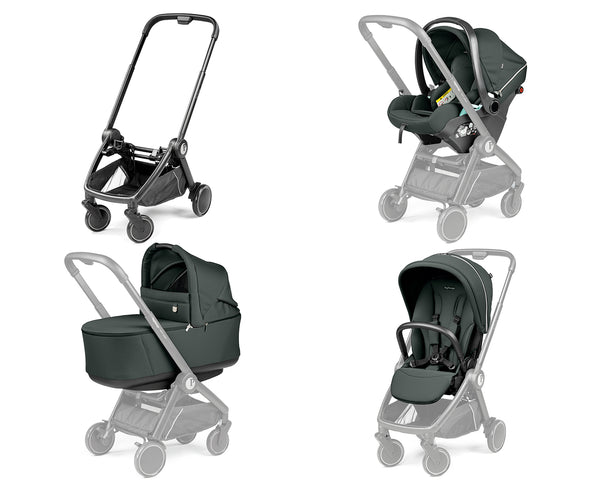 Peg Perego City Loop Chassis, Seat Unit, Bassinet & Primo Viaggio Lounge Travel Bundle - Metal