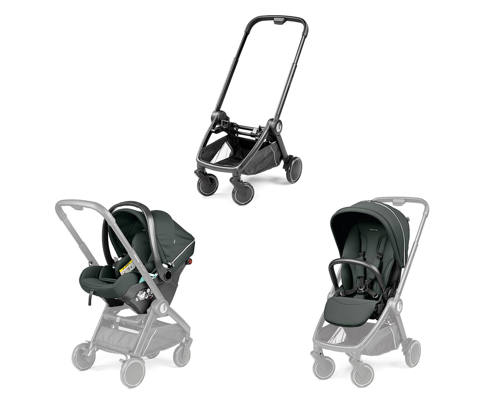 Peg Perego City Loop Chassis, Seat Unit & Primo Viaggio Lounge Bundle - Metal