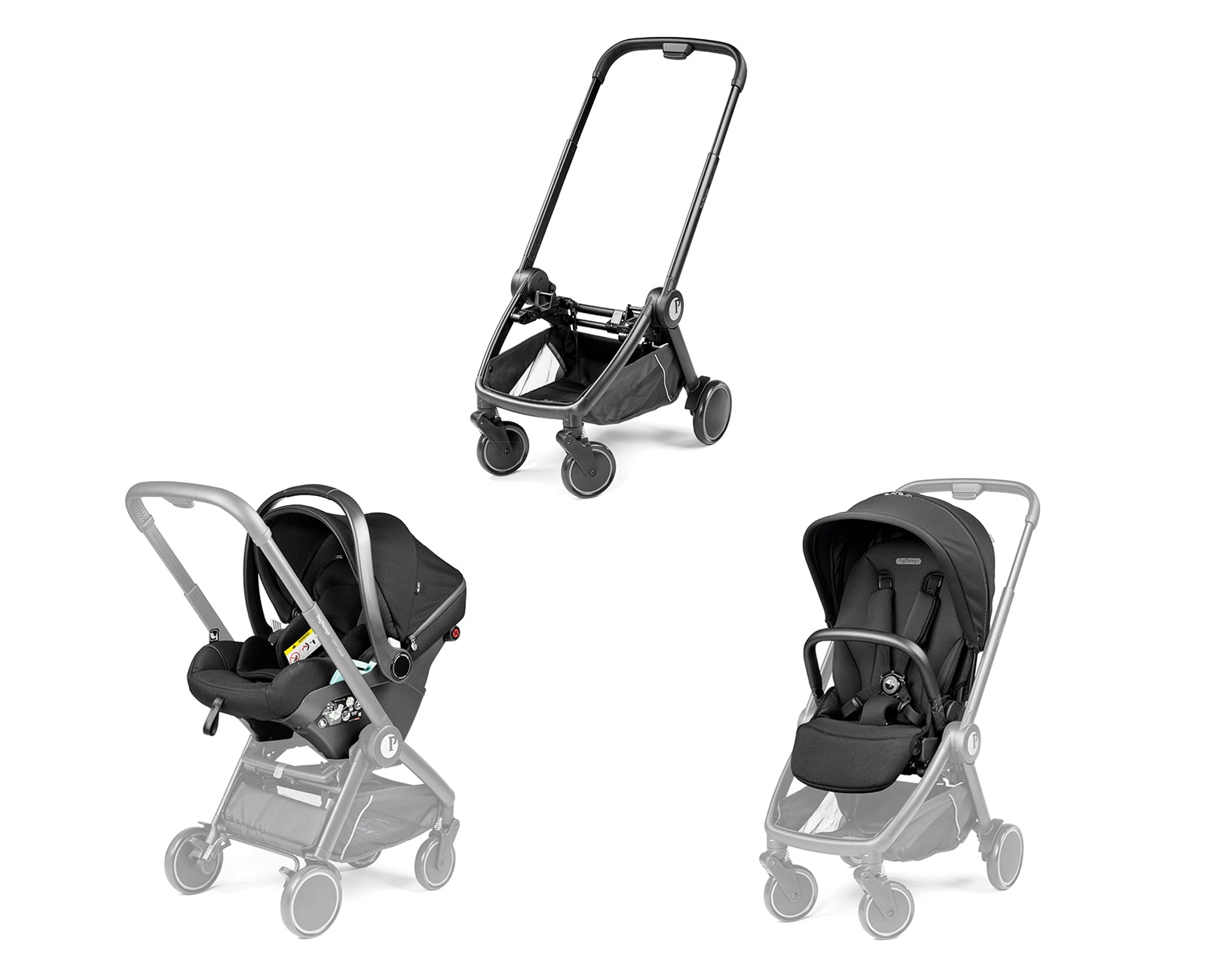 Peg Perego City Loop Chassis, Seat Unit & Primo Viaggio Lounge Bundle - True Black