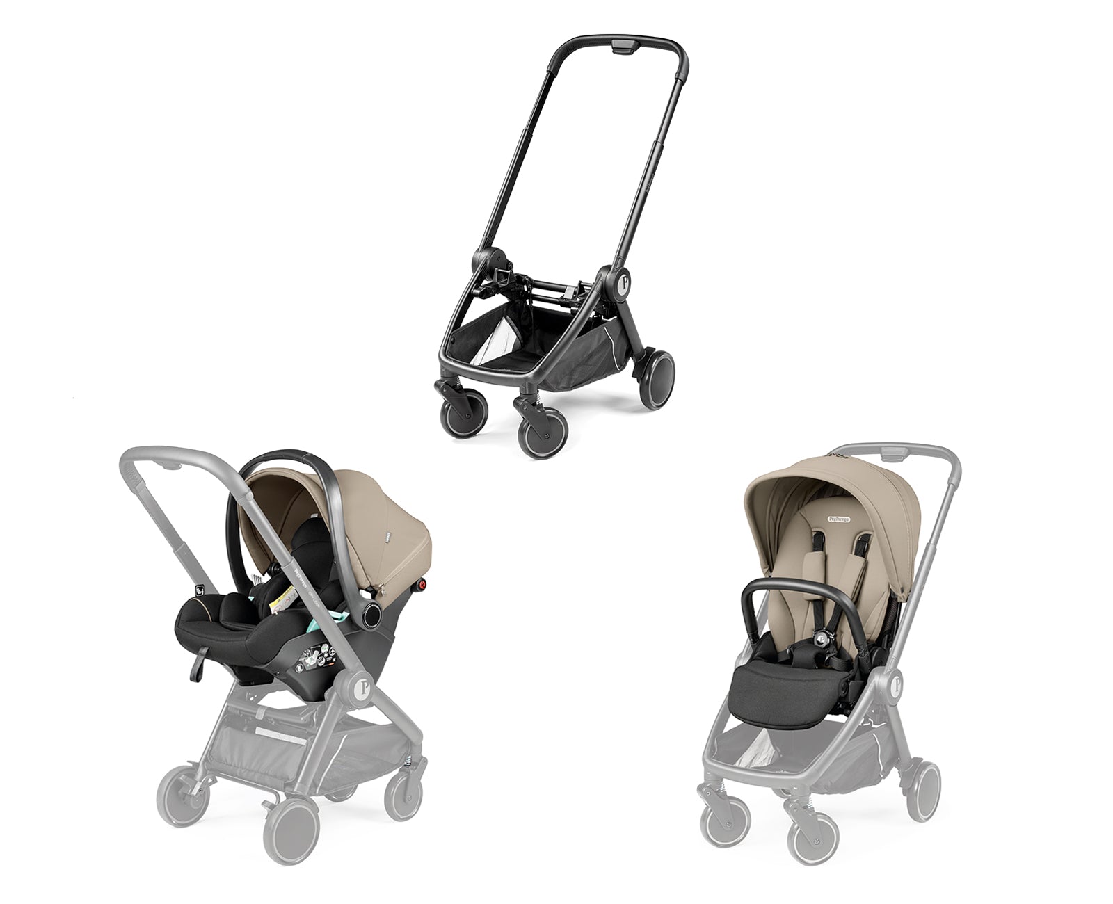 Peg Perego City Loop Chassis, Seat Unit & Primo Viaggio Lounge Bundle - Vanilla Blend