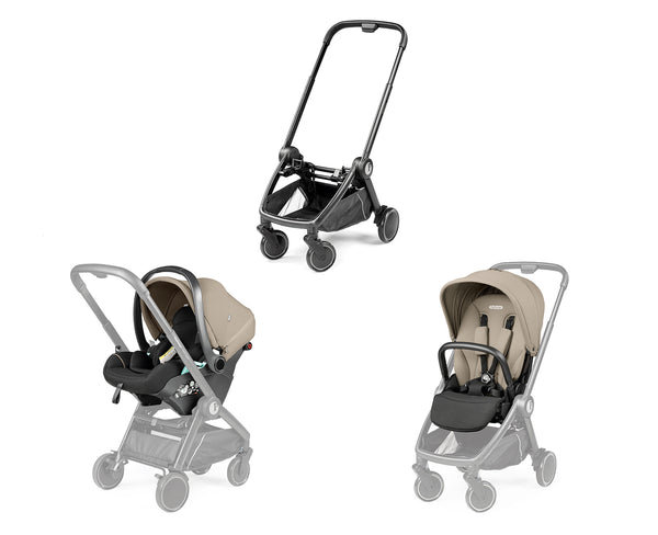 Peg Perego City Loop Chassis, Seat Unit & Primo Viaggio Lounge Bundle - Vanilla Blend