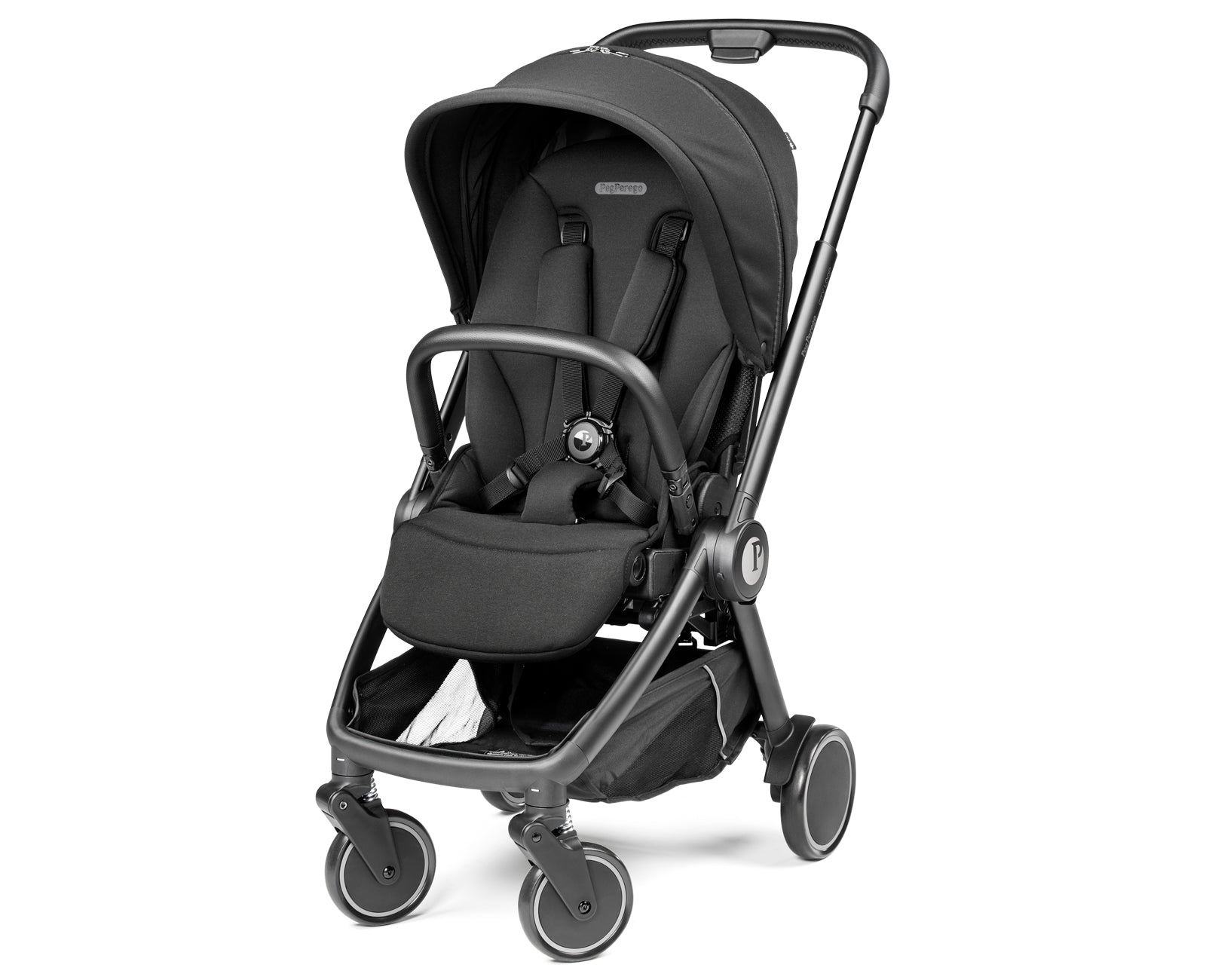 Peg Perego City Loop Chassis, Seat Unit, Bassinet & Primo Viaggio Lounge Travel Bundle - True Black