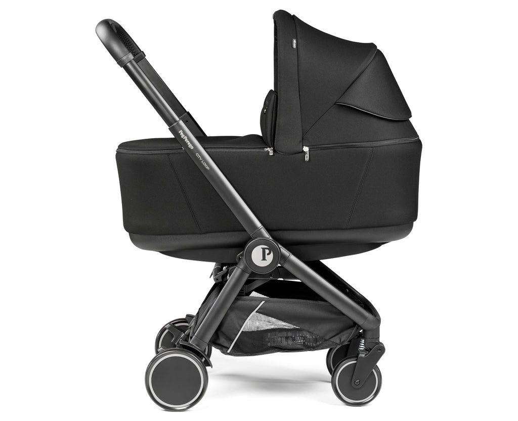 Peg Perego City Loop Chassis, Seat Unit, Bassinet & Primo Viaggio Lounge Travel Bundle - True Black