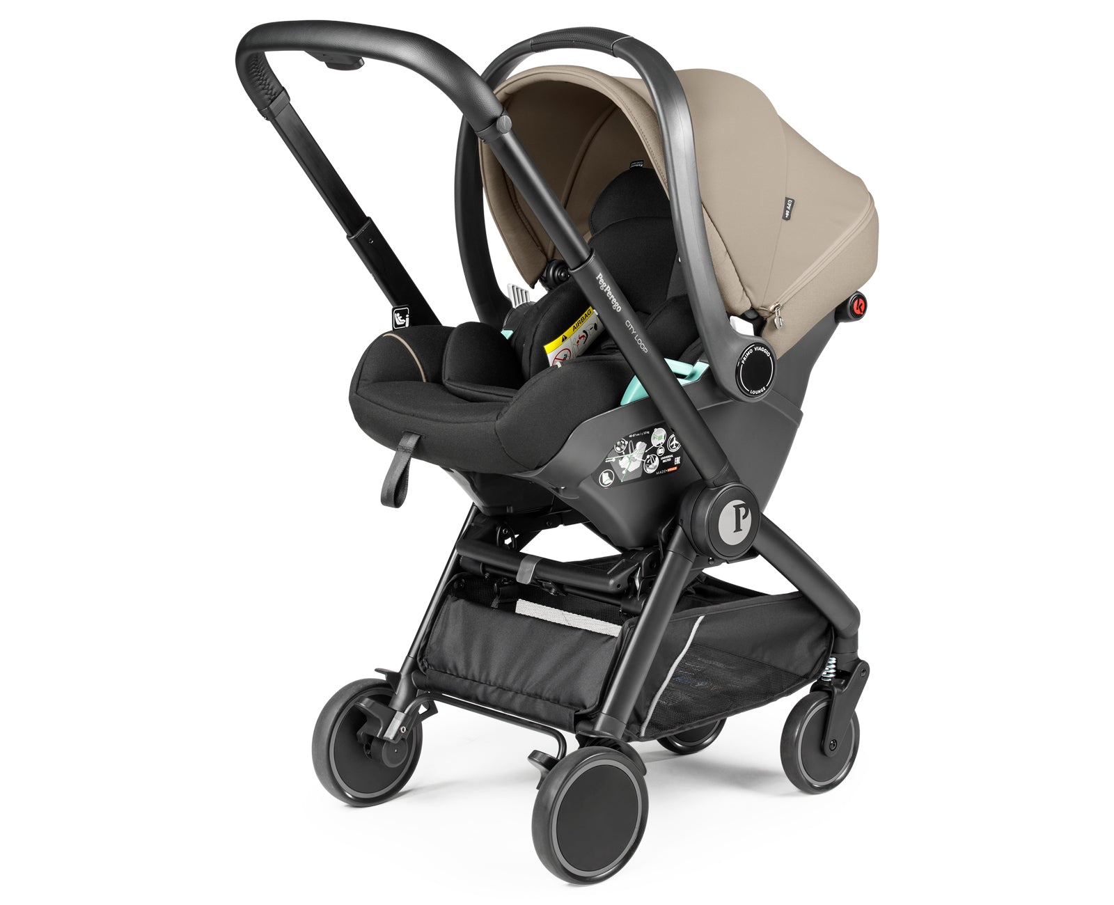 Peg Perego City Loop Chassis, Seat Unit & Primo Viaggio Lounge Bundle - Vanilla Blend