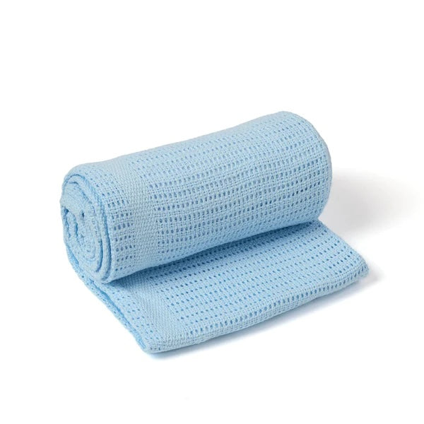Clair de Lune Soft Cotton Cellular Cot Blanket - Blue