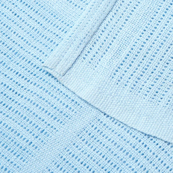 Clair de Lune Soft Cotton Cellular Cot Blanket - Blue