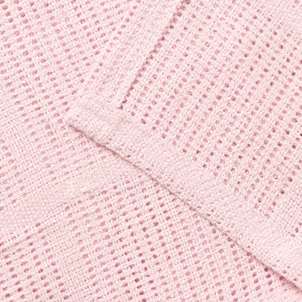 Clair de Lune Soft Cotton Cellular Cot Blanket - Pink