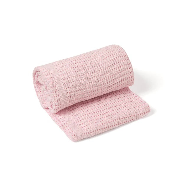 Clair de Lune Soft Cotton Cellular Cot Blanket - Pink