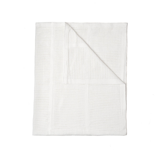 Clair de Lune Soft Cotton Cellular Cot Blanket - White