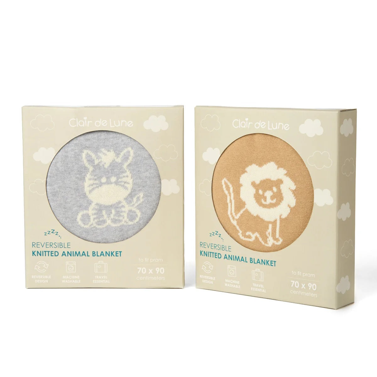 Clair De Lune Reversible Lion Knitted Blanket