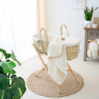 Clair De Lune Organic Palm Moses Basket with Folding Stand - Natural Cream