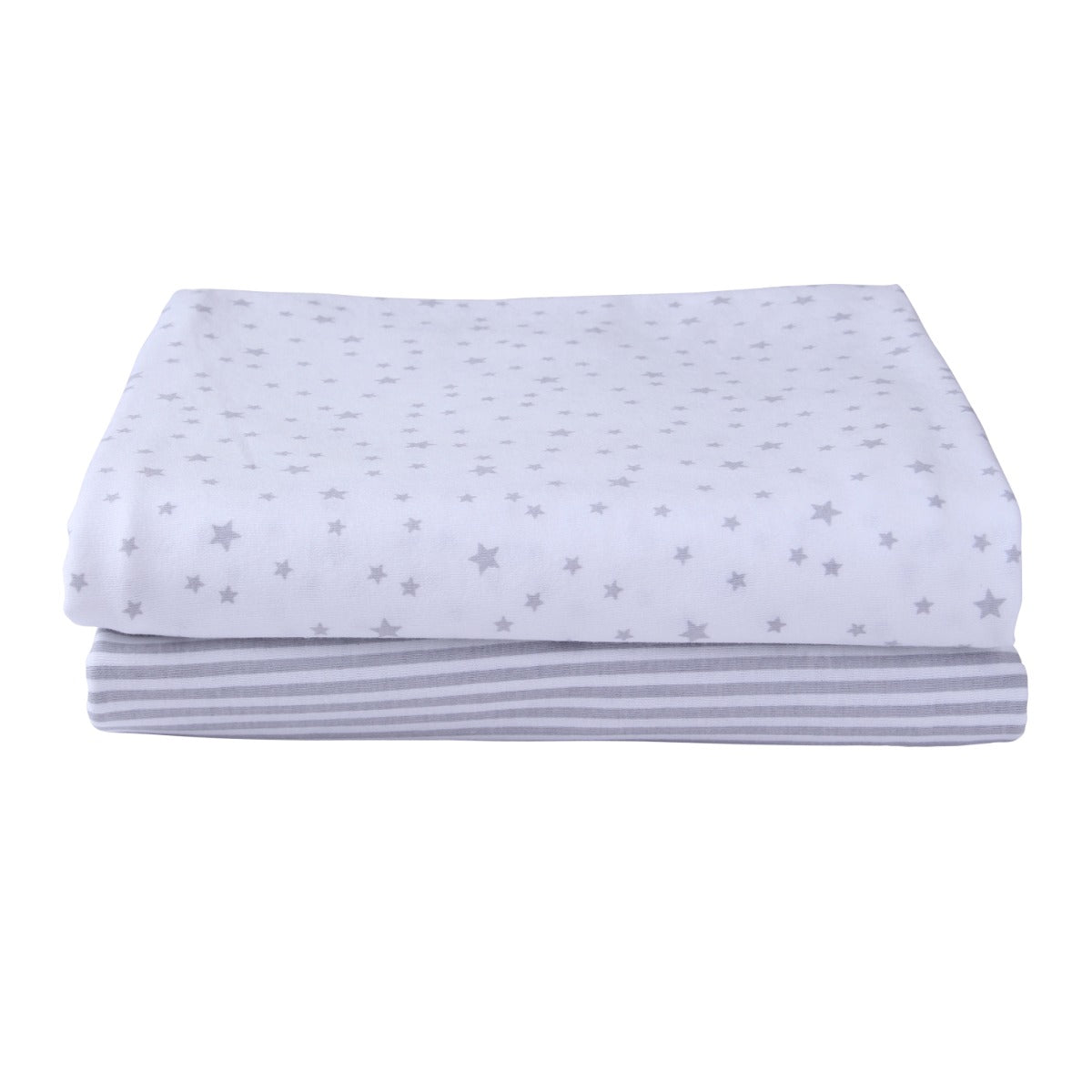 Clair de Lune Stars & Stripes 2 Pack Fitted Cotton Moses Basket Sheets - 74 x 30 cm