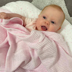 Clair de Lune Soft Cotton Cellular Pram Blanket -  Pink