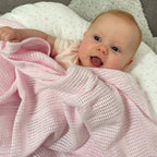 Clair de Lune Soft Cotton Cellular Cot Blanket - Pink