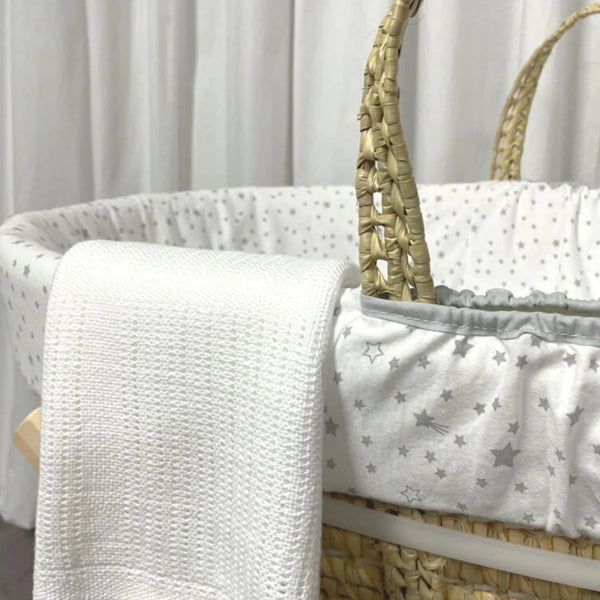 Clair de Lune Soft Cotton Cellular Pram Blanket - White