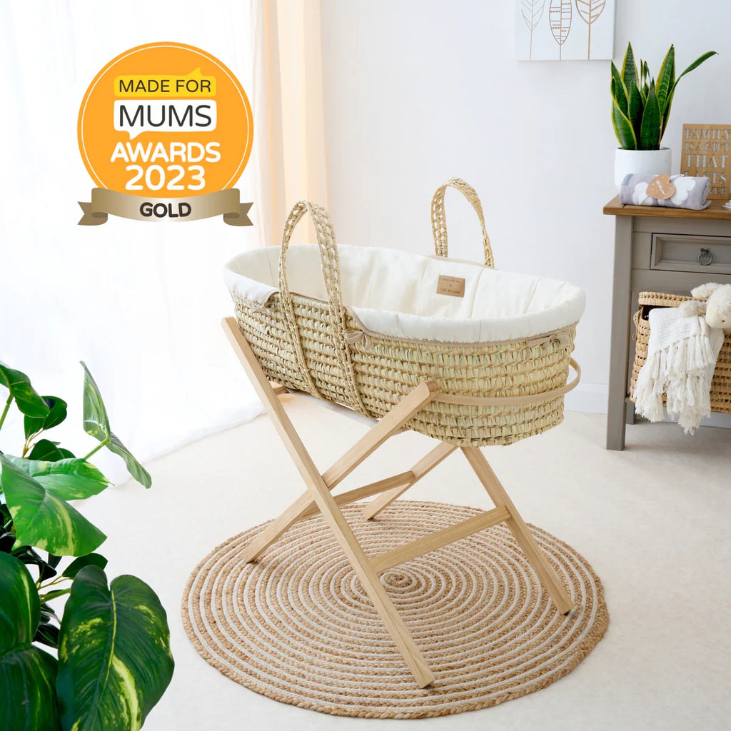 Clair De Lune Organic Palm Moses Basket - Natural Cream