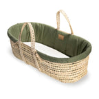 Clair De Lune Organic Palm Moses Basket with Folding Stand - Forest Green