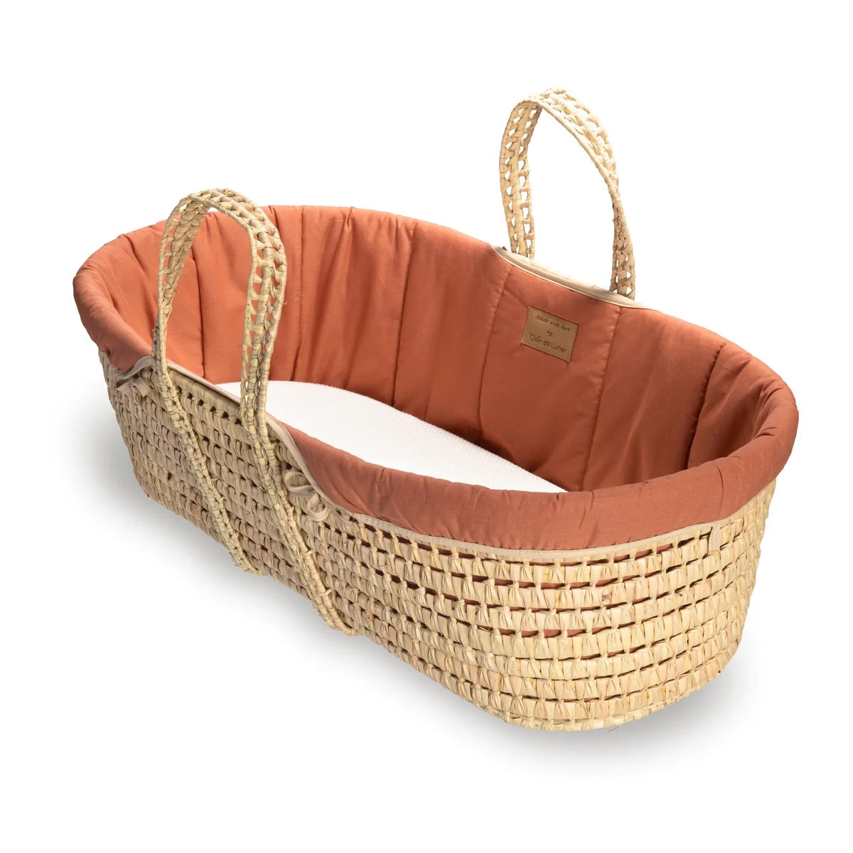 Clair De Lune Organic Palm Moses Basket with Folding Stand - Rust Orange