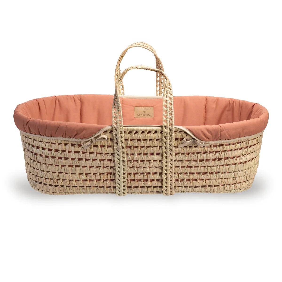 Clair De Lune Organic Palm Moses Basket with Folding Stand - Rust Orange