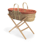 Clair De Lune Organic Palm Moses Basket with Folding Stand - Rust Orange