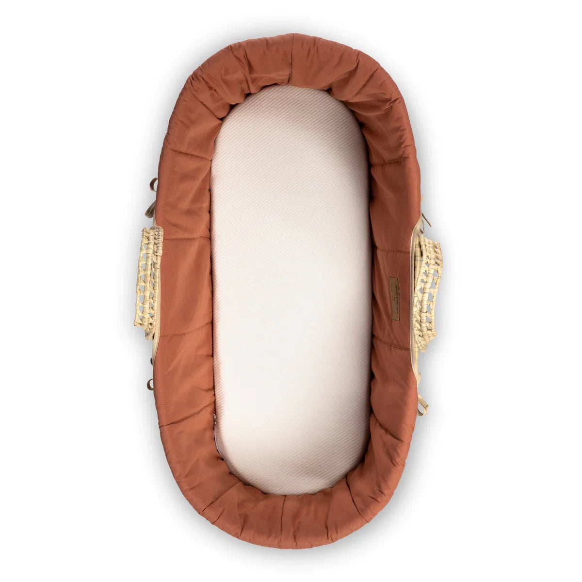 Clair De Lune Organic Palm Moses Basket with Folding Stand - Rust Orange